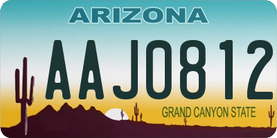 AZ license plate AAJ0812