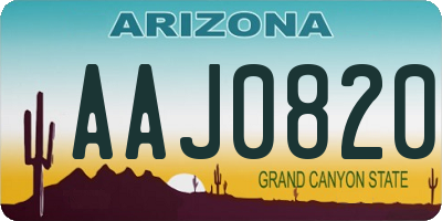 AZ license plate AAJ0820