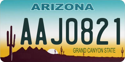 AZ license plate AAJ0821