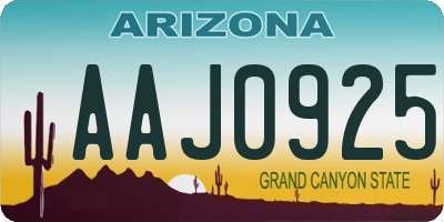 AZ license plate AAJ0925