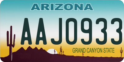 AZ license plate AAJ0933