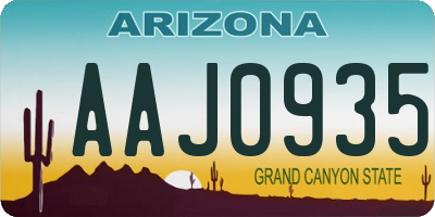 AZ license plate AAJ0935