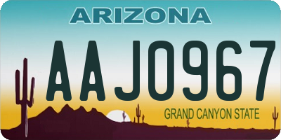 AZ license plate AAJ0967