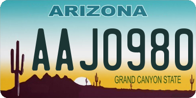 AZ license plate AAJ0980