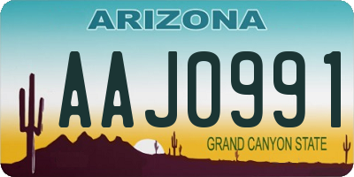 AZ license plate AAJ0991