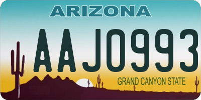 AZ license plate AAJ0993