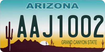 AZ license plate AAJ1002