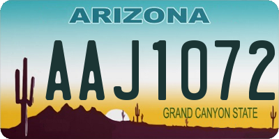 AZ license plate AAJ1072