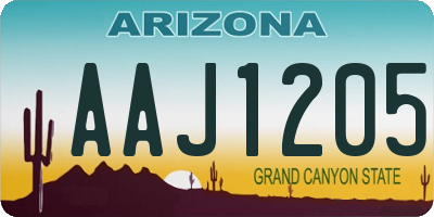 AZ license plate AAJ1205