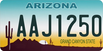 AZ license plate AAJ1250