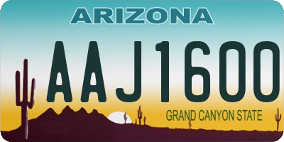 AZ license plate AAJ1600