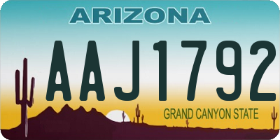 AZ license plate AAJ1792