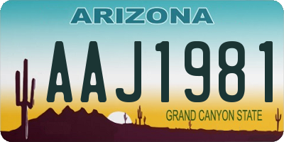 AZ license plate AAJ1981