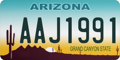 AZ license plate AAJ1991