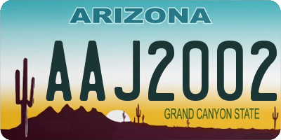 AZ license plate AAJ2002
