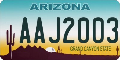 AZ license plate AAJ2003