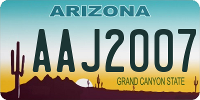 AZ license plate AAJ2007