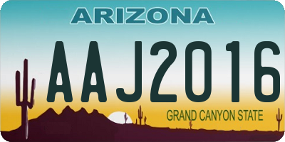 AZ license plate AAJ2016