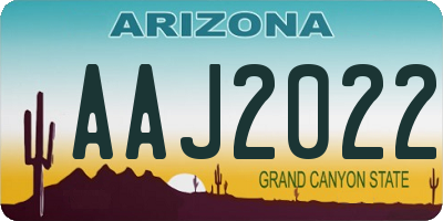AZ license plate AAJ2022