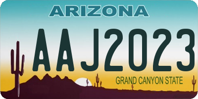 AZ license plate AAJ2023
