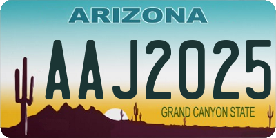 AZ license plate AAJ2025