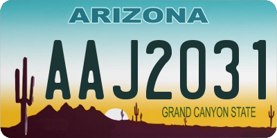 AZ license plate AAJ2031