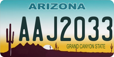 AZ license plate AAJ2033