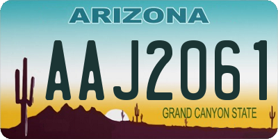 AZ license plate AAJ2061