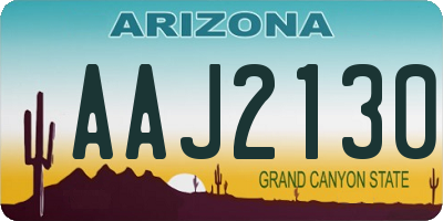 AZ license plate AAJ2130