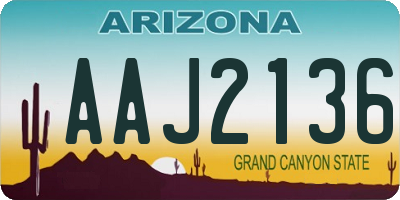 AZ license plate AAJ2136
