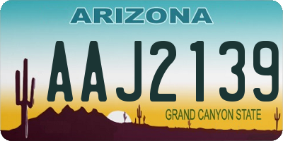 AZ license plate AAJ2139