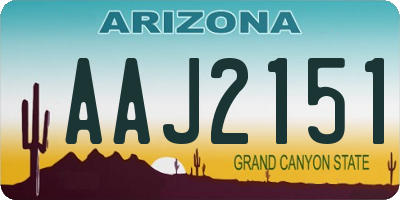 AZ license plate AAJ2151