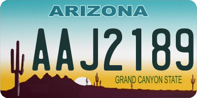 AZ license plate AAJ2189