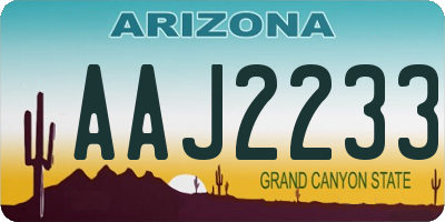 AZ license plate AAJ2233