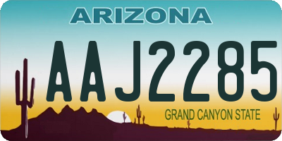 AZ license plate AAJ2285