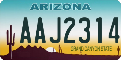 AZ license plate AAJ2314