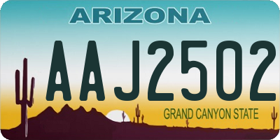 AZ license plate AAJ2502