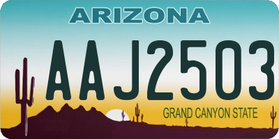 AZ license plate AAJ2503