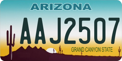 AZ license plate AAJ2507
