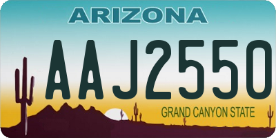 AZ license plate AAJ2550