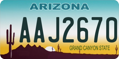 AZ license plate AAJ2670