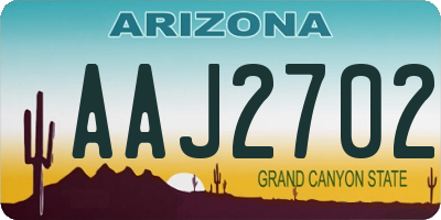 AZ license plate AAJ2702