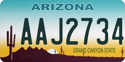 AZ license plate AAJ2734