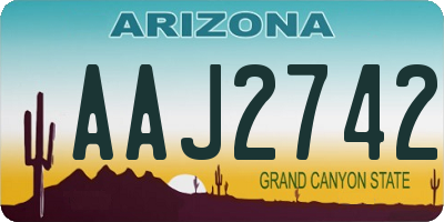 AZ license plate AAJ2742