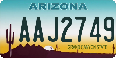 AZ license plate AAJ2749