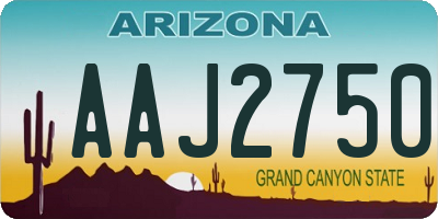AZ license plate AAJ2750