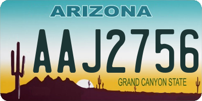 AZ license plate AAJ2756