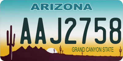 AZ license plate AAJ2758