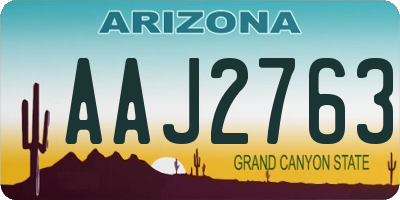AZ license plate AAJ2763