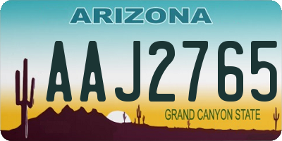 AZ license plate AAJ2765